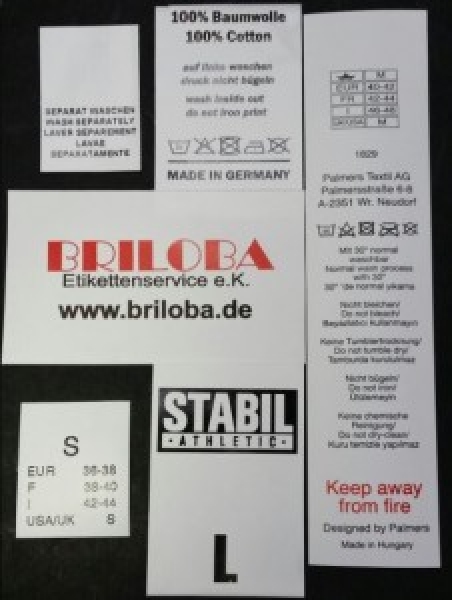 Briloba Etikettenservice e.K.  -  Textiletiketten Webetiketten Geschenkbänder Kartonetiketten Etiketten - Briloba Etikettenservice e.K.